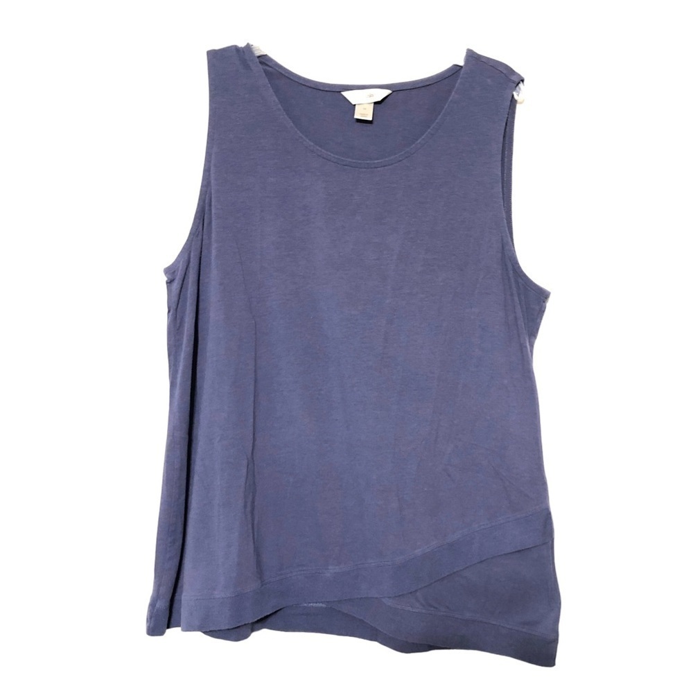 Cj BANKS - Slate Blue Cotton Blend Sleeveless Scoop Neck Tank Top - Size 1X